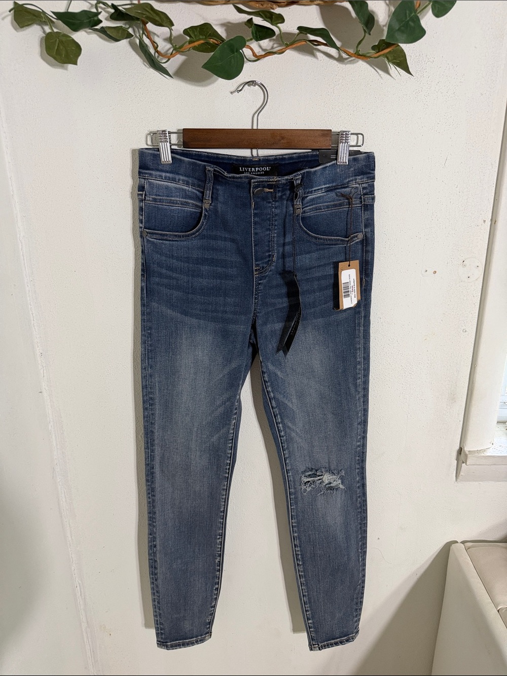 Liverpool women's Skinny Jeans in Medium Blue with Knee Distress